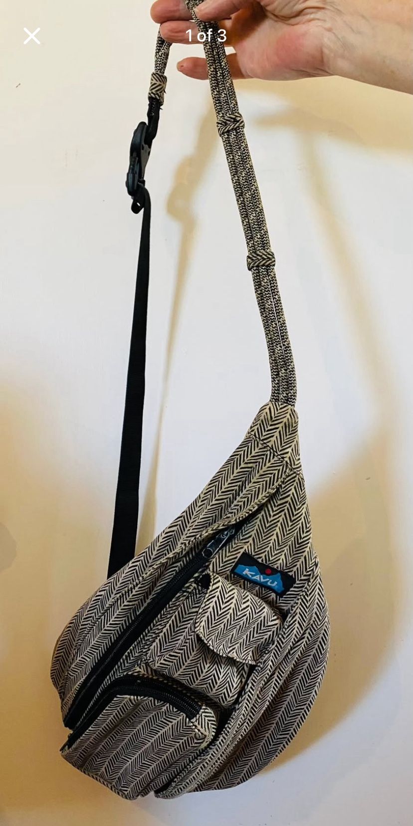 KAVU Mini Rope Cross Body Purse Bag and Wallet - Chevron Shower