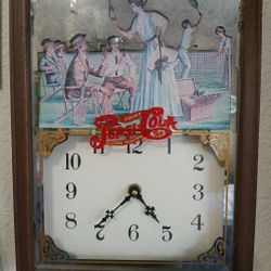 Vintage 1980 Pepsi:Cola Double Dot Battery Operated Clock 13x9