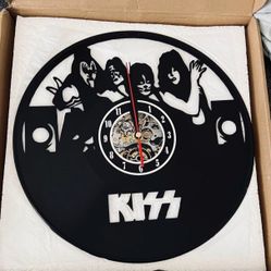 New! KISS Real Vinyl Record Die-Cut 11.8 X 11.8 Silent Wall Clock