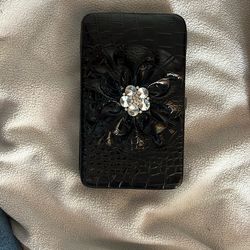 Etcétera Black Wallet w/Flower