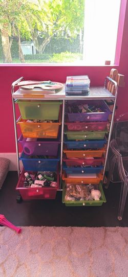 Rolling art cart with some supplies