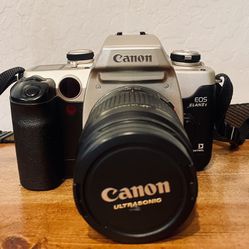 Vintage Canon EOS Elan II 35mm SLR Film Camera w/ Canon EF 28-80mm f/3.5-5.6 USM Lens and Strap