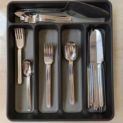 30pc Farberware Celestial Flatware Set Stainless Center Ridge Korea with Tray