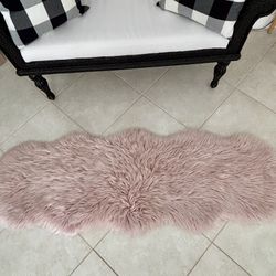 Pink Faux Fur Freeform Rug