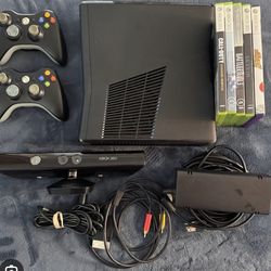 Xbox 360 Slim 4 games 2 controllers bundle