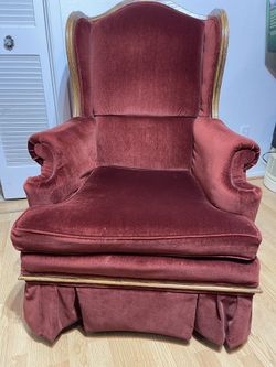 Vintage Victorian Velvet Mid Century Style Chair
