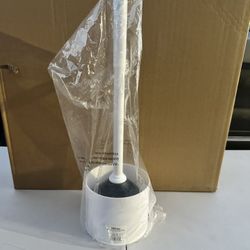 Plunger White - Room Essentials™: Essential Bathroom Accessory, Plastic with Holder, Recyclable