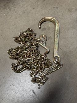 5/16 x 8’ Grade 70 Tow 15 Chain T Hook Mini J Hook 5400lbs Recovery Wrecker Axle Tow Truck