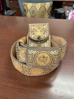 Nuevo Set De Cinturón Y Funda De Cuero Para Hombre