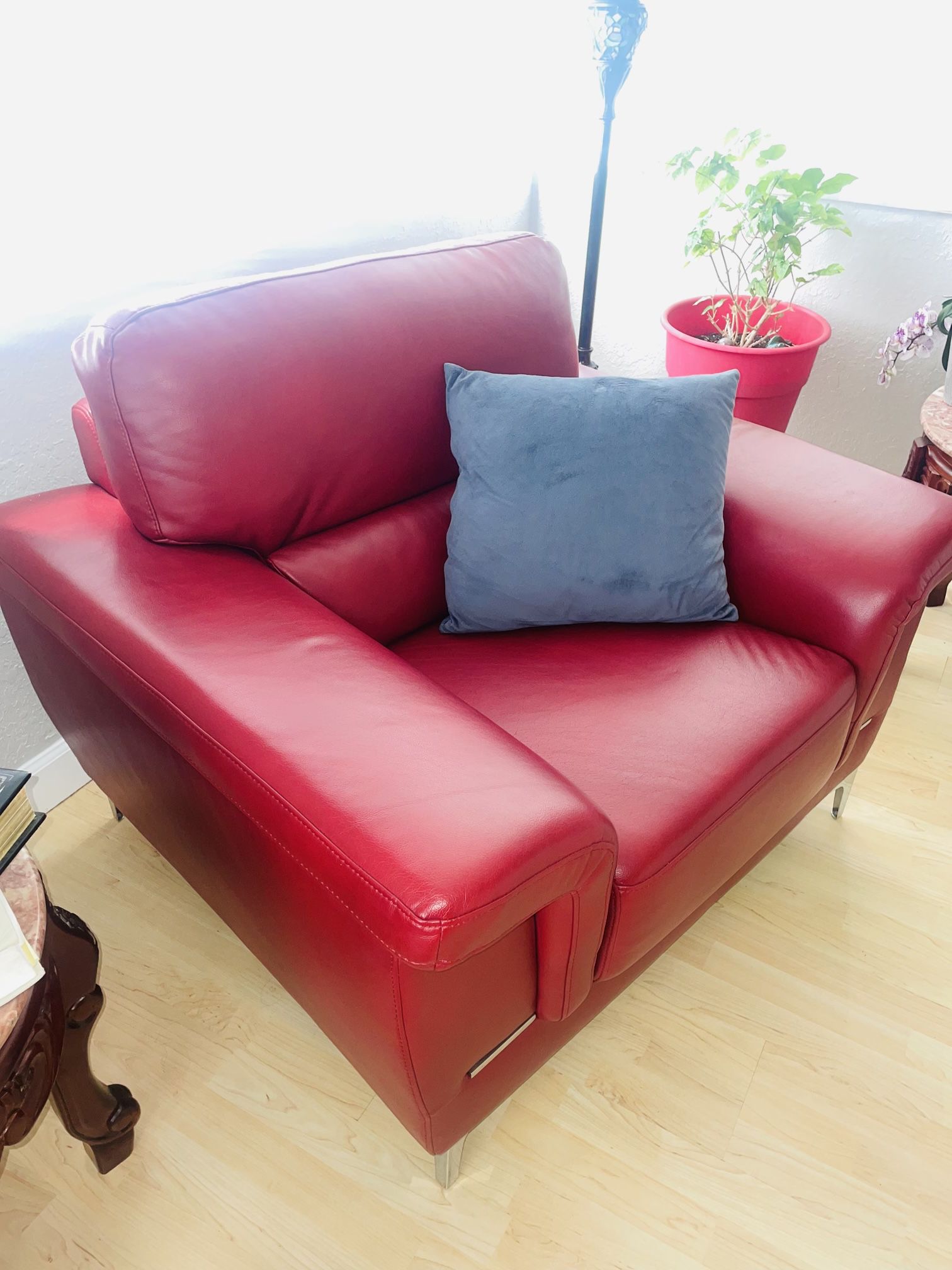 Huge Red Leather Accent Chair 