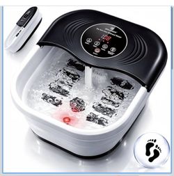 Collapsible Heated Foot Spa with Bubble and Red Light Temperature Control Foot Bath Massager and Soaking Tub Featuring 8 Shiatsu Massage Rollers Pumic