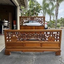 Hand Carved Solid Wooden Queen Bed Frame
