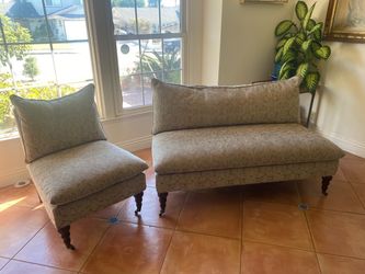 FREE- Upholstered Settee and Slipper Chair Set