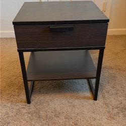 Nightstand, dark brown, black -$15