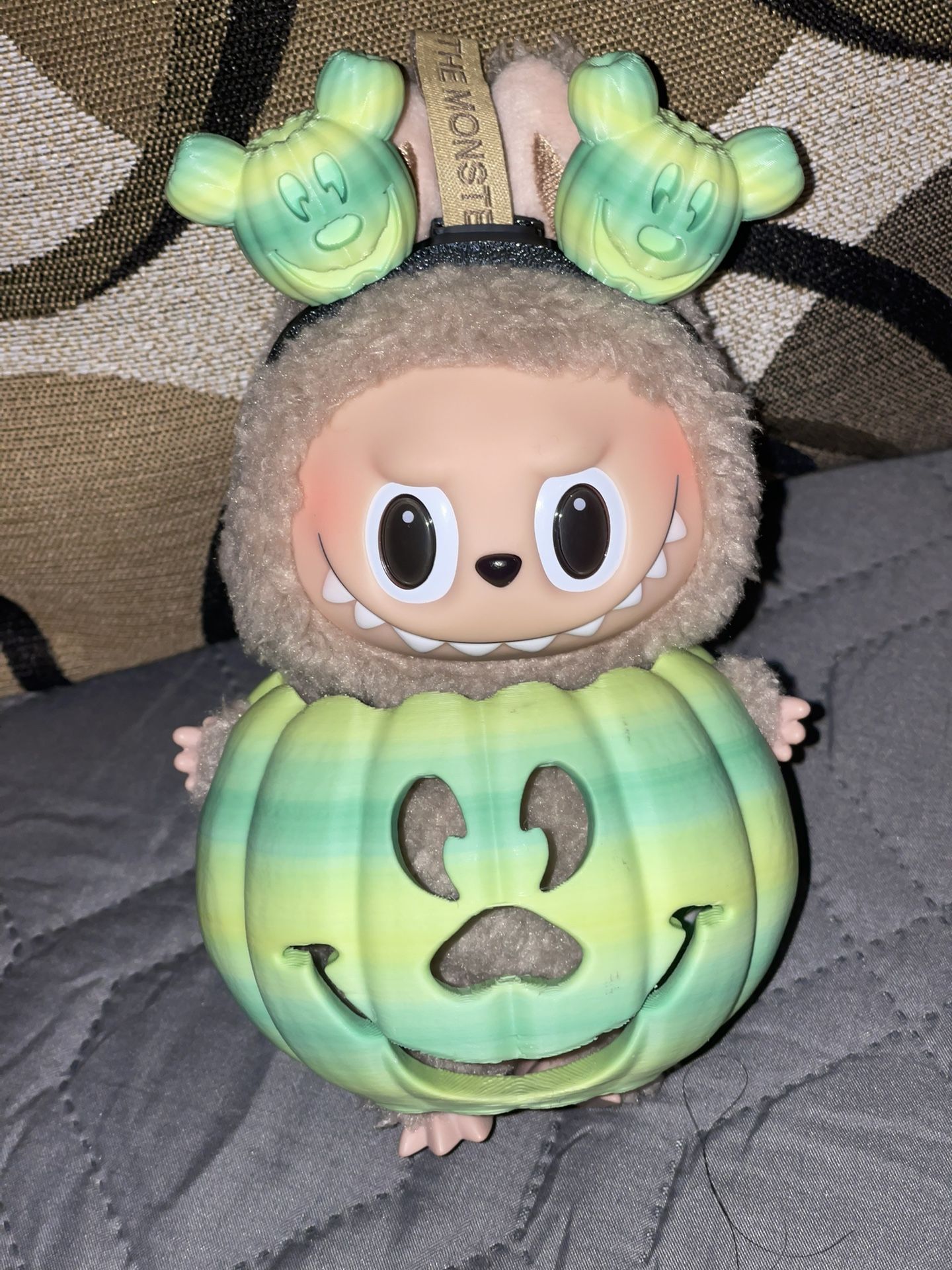 Pumpkin Labubu Halloween costume outfit set lime green color accessories