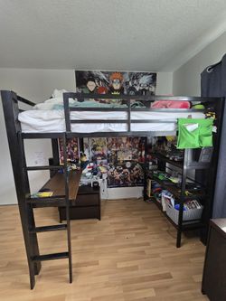 Twin Loft Beds w/ Desk & Shelves - 2 Available
