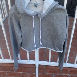 Gray Crop Top Hoodie