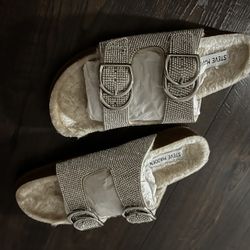 Steve Madden Faux Fur Rhinestone Sandals 