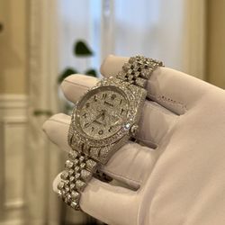 Custom Iced Watch | Silver Tone | Automatic Movement