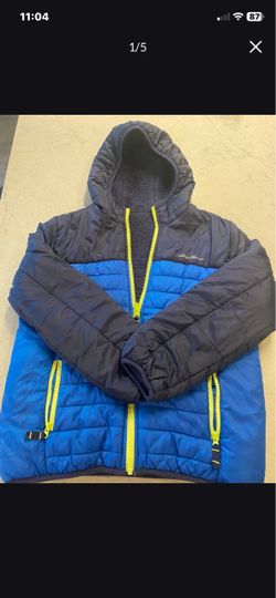 Eddie Bowers Boys Jacket in Dark Blue Colors Warm With Fur On One Side Reversible Size 8-10