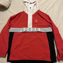 Jordan Red Windbreaker W/ Side Zip Size Medium 