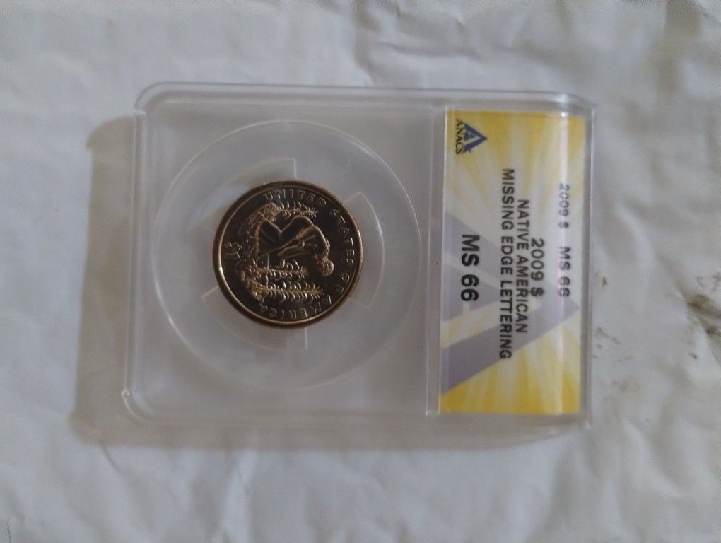 2009 1 Dollar Native American Coin Ms66 Missing Edge Letter