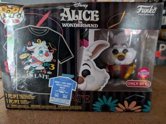 Funko Pop Tees: Alice in Wonderland - White Rabbit Flocked Exclusive Size 2xl