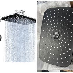Open Box 11.8 Inch High Pressure Rain Shower Head Combo with Extension Arm- Wide Showerhead with 6 Handheld Water Spray - 1.8gpm Dual Shower with Anti