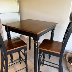 Wooden Bar Table And Two Chairs