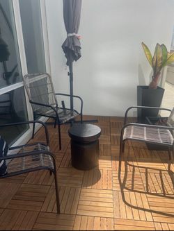Outdoor Patio Chair Set with Side Table