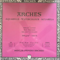 New Arches-Watercolor Hot Pressed Block Paper 12x12. Blick selling for $45 