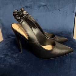 Black Slingback Pointed-Toe Stiletto Heels