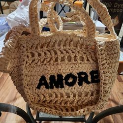 Brand New Never Used Beige Wicker Bag
