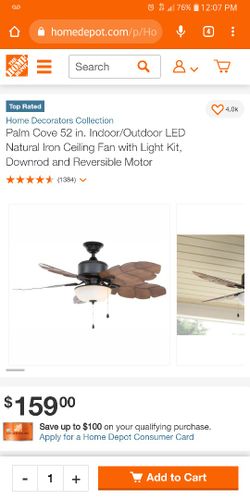Palm Cove 52in Ceiling Fan