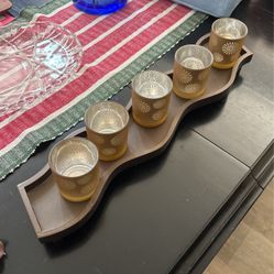 Glass Candle Holder With Wave Tray