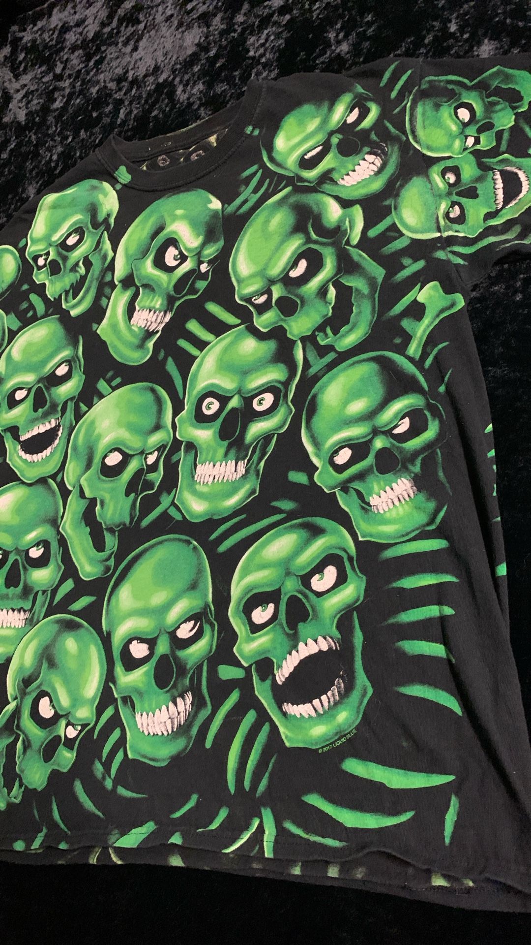 Liquid Blue Green Skull T-shirt