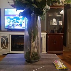 Glass Vase With Hobby Lobby Flowers Thumbnail