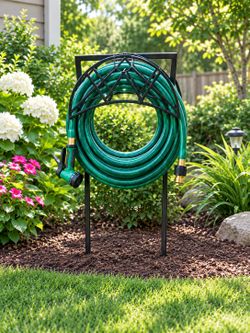 Heavy Duty Metal Rust Resistant Garden Hose Holder Storage Rack Size 43" Tall New Condition