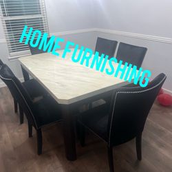 Furniture table with six chair