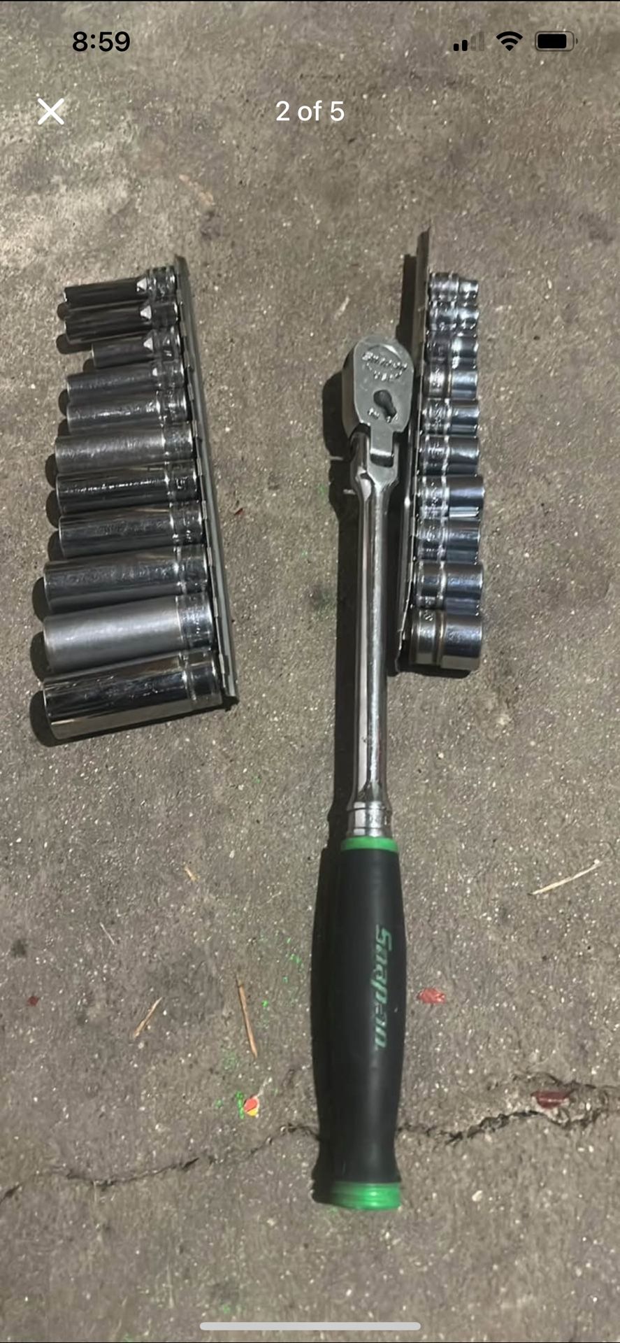 Snap On Tools Short 8.10.11.12.13.14.15.16.17.18 Long 8.9.10.12.13.14.15.16.17.18.19 And 3:8 Ratchet