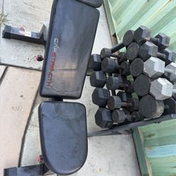 Weight dumbbell set with bench