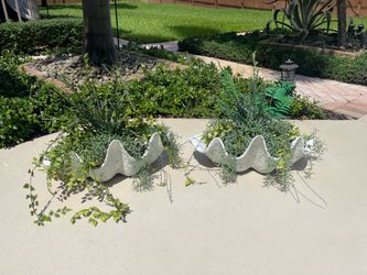 Martha Stewart Giant Clam Shell Planters Set of 2