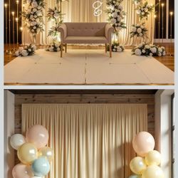 2panels  Beige Soft Polyster Backdrop Curtains  10ft By 10ft