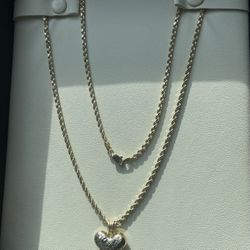 Solid 14k Gold Necklace And Heart Piece 