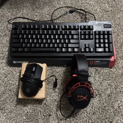 Gaming PC Mouse, Keyboard, And Headset 