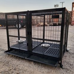 49”in Extra Large Dog Cage Crate With Bowls, Foldable & Stackable (New In The Box)