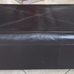 Dark Brown Vinyl Storage Bench - File Bench Seat 32”X16”X16”
