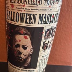 New Halloween Tumbler 20 oz with two metal straws and brush  Great gift for horror movie fan! 