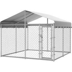 Extra Large Outdoor Dog Kennel, 10x10x6.56ft Anti-Rust Dog Kennel Outside with Roof, Galvanized Chain Link Dog Runs for Outside with Secure Lock
