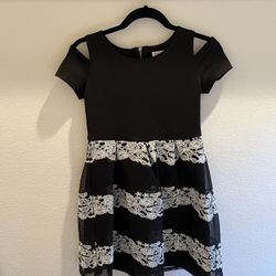 Holiday Dress Party Dress Black White Lace